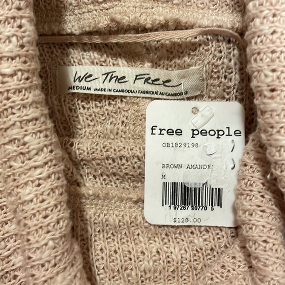 Free People We The Free Textured Knit Tommy Turtle Neck, Toasted Almond, sz M - Picture 7 of 13